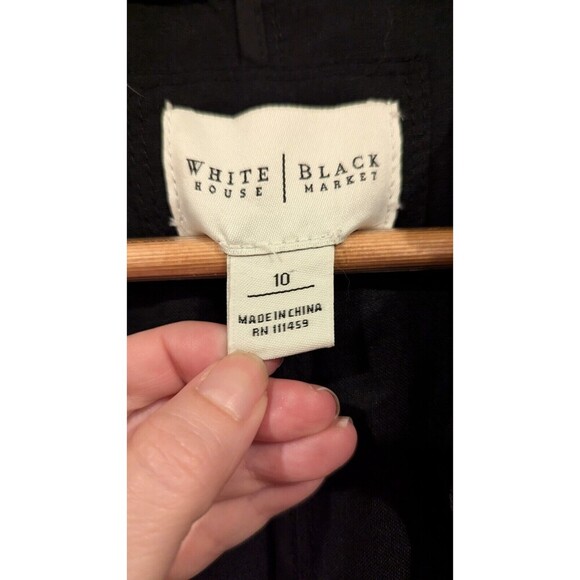 White House Black Market ruffles cropped blazer Sz 10 linen blend Office Career - Picture 6 of 7